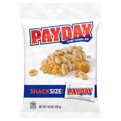 Payday Peanut Caramel Snack Size Bar Peg Bag - 4.9 OZ