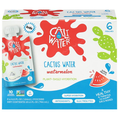 Caliwater Watermelon Cactus Water Pouches - 6-4.2 Fl. Oz.