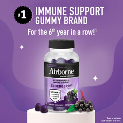 Airborne Elderberry + Zinc & Vitamic C Gummies for Adults Immune Support - 50 Count - Image 2