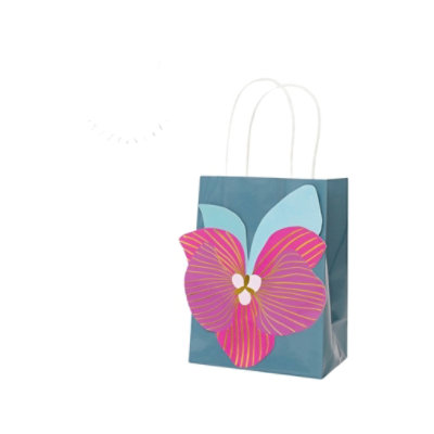 Ma Fete Tropical Orchid Gift Bags (4) For Party Favors and Gifts. Perfect As A Goodie Bag for Tropical Party, Flower Party, Garden Party, and Princess Party. - Image 1