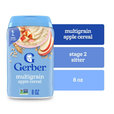 Gerber Stage 2 Baby Food, Multigrain Apple Cereal, Whole Grains, Baby Cereal 8 oz