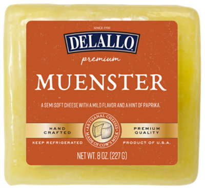 Delallo Premium Muenster Cheese - 8 OZ - Image 1