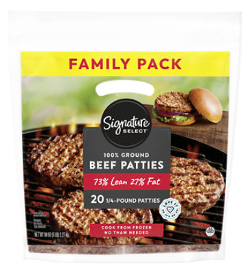 Signature Select Beef Patties 73% Lean 27% Fat 80 Oz - 80 OZ