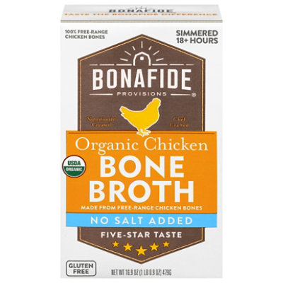 Bonafide Provisions Organic No Salt Added Chicken Bone Broth - 16.9 Fl. Oz. - Image 1