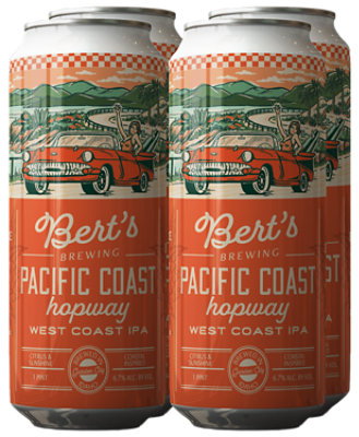 Berts Pacific Coast Hopway Wc Ipa In Cans - 4-16 FZ - Image 1