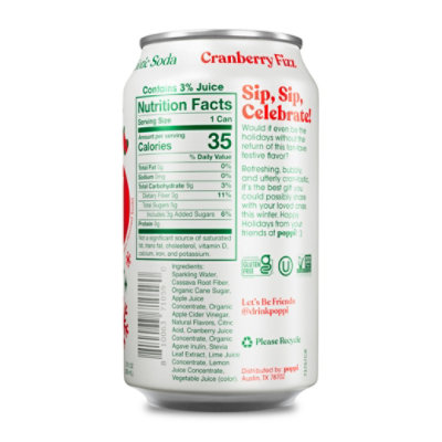 Poppi Prebiotic Cranberry Fizz 12fz - 12 FZ - Image 2