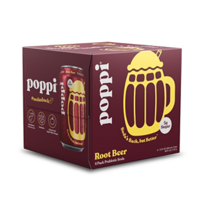 Poppi Prebiotic Root Beer Soda - 4 - 12 Fl. Oz.