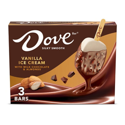 DOVE Vanilla Ice Cream Bars with Milk Chocolate and Almonds Dessert - 3 Count - Image 1