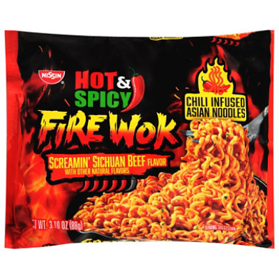 Nissin Hot & Spicy Fire Wok Screamin' Sichuan Beef 3.1oz - 3.1 OZ - Image 1