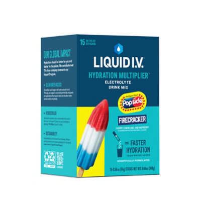 Liquid I.V. Hydration Multiplier Popsicle Firecracker Electrolyte Powder Drink Mix - 15 Count - Image 3