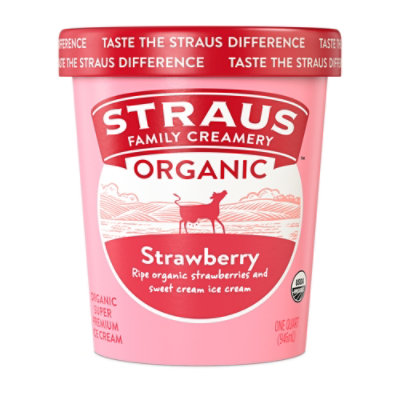 Straus Creamery Strawberry 32oz - 1 QT - Image 1