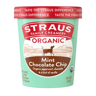 Straus Creamery Mint Chocolate Chip 32oz - 1 QT - Image 1