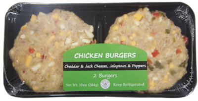 Chicken Burger With Cheddar & Jack Cheeses Jalapenos & Peppers - 10 Oz - Image 1