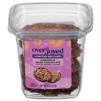 Overjoyed Almond & Dark Chocolate Toffee Wafer Cookies - 8 Oz