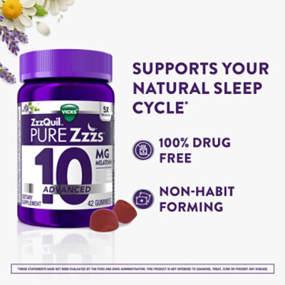 Zzzquil Pure Zzzs, Advanced 10mg Melatonin Gummies Berry Flavored 42ct - 42 CT - Image 3