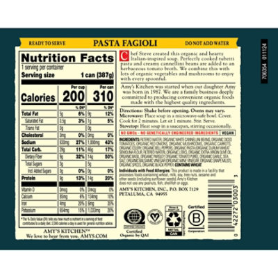 Amy's Organic Pasta Fagioli Soup - 13.65OZ - Image 4