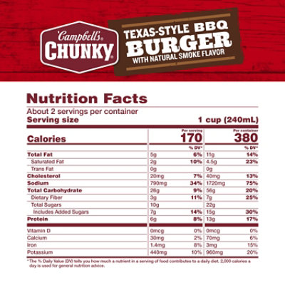 Campbell's Chunky Soup, Texas-style Bbq Burger With Natural Smoke Flavor, 18.8 Oz Can - 18.8 OZ - Image 4