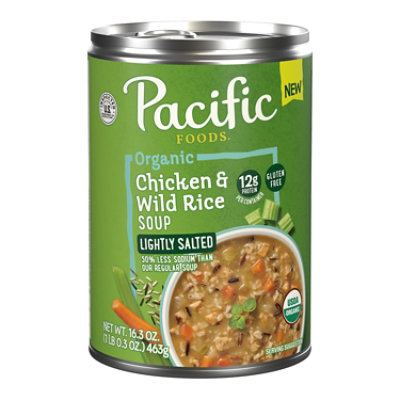 Pacific Foods Organic Lightly Salted Chicken And Wild Rice Soup 16.3 Oz Can - 16.3 OZ - Image 1