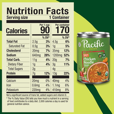 Pacific Foods Organic Spicy Chicken Noodle Soup, 16.1 Oz Can - 16.1 OZ - Image 4