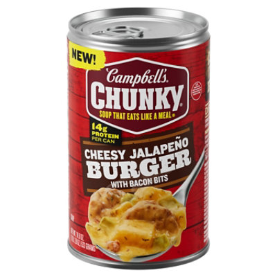 Campbells Chunky Soup Cheesy Jalapeno Burger With Bacon Bits 18.8 Oz Can - 18.8 OZ - Image 1