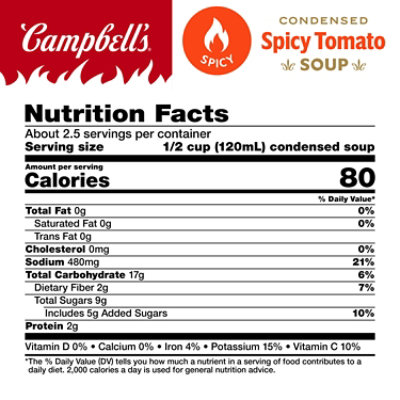 Campbells Condensed Spicy Tomato Soup 10.5 Oz Can - 10.5 OZ - Image 2