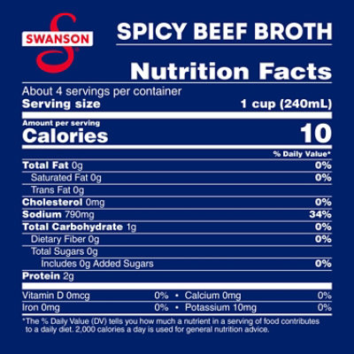 Swanson 100 Natural Spicy Beef Broth 32 Oz Carton - 32 OZ - Image 4