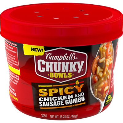 Campbells Chunky Soup Spicy Chicken & Sausage Gumbo Soup 15.25 Oz Microwavable Bowl - 15.25 OZ - Image 1