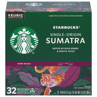 Starbucks K-cups Dark Roast Ground Sumatra Coffee 32ct Coffee Pods 12.9oz Box - 32 CT - Image 3