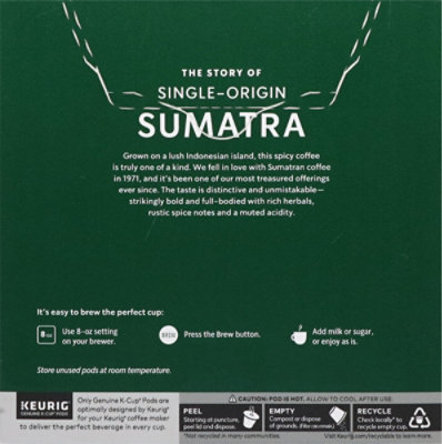 Starbucks K-cups Dark Roast Ground Sumatra Coffee 32ct Coffee Pods 12.9oz Box - 32 CT - Image 5