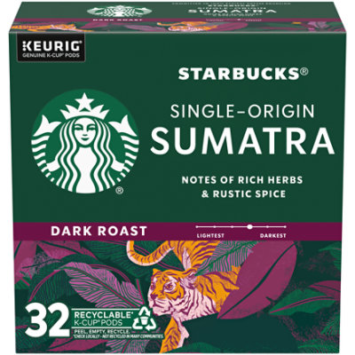 Starbucks K-cups Dark Roast Ground Sumatra Coffee Pods 32 Count - 19.2 Oz - Image 3