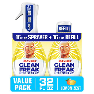 Mr. Clean Clean Freak Deep Cleaning Mist Cleaner Spray Plus Refill, Lemon Zest - 2-16 Fl. Oz. - 2-16 FZ - Image 1