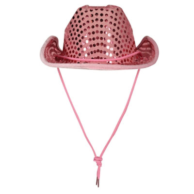 Beistle - Sequined Cowboy Hat - Pink - 6 Pack - Image 1