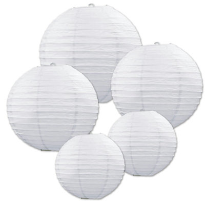 Beistle - Paper Lantern Assortment - White - 6 Pack 5 each - Image 1