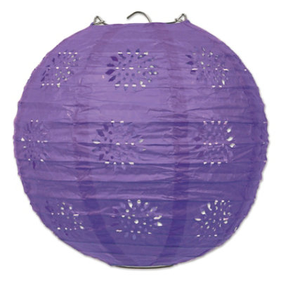 Beistle - Lace Paper Lanterns - Purple - 6 Pack 3 each - Image 1