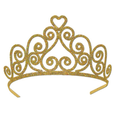 Beistle - Glittered Metal Tiara - Golden - 6 Pack - Image 1