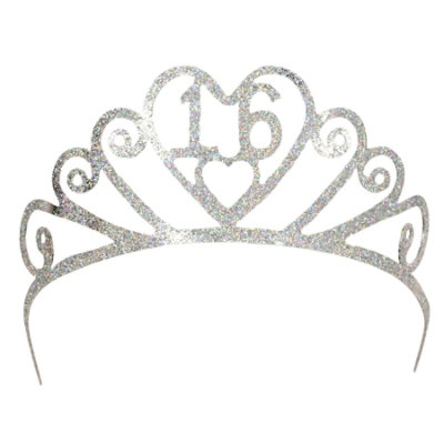 Beistle - Glittered Metal "16" Tiara - 6 Pack - Image 1
