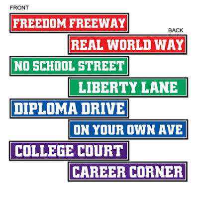 Beistle - Graduation Street Sign Cutouts - 12 Pack 4 each - Image 1