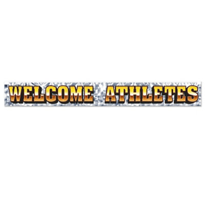 Beistle - Metallic Welcome Athletes Fringe Banner - 12 Pack - Image 1