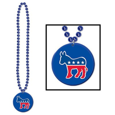 Beistle - Beads w/Democratic Medallion - 12 Pack - Image 1
