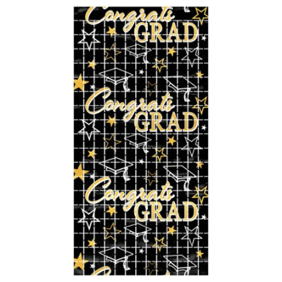 Beistle - Congrats Grad Metallic Square Curtain - 6 Pack - Image 1
