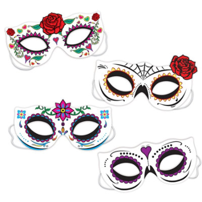 Beistle - Day Of The Dead Half Masks - 12 Pack 4 each - Image 1