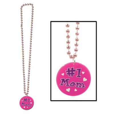 Beistle - Beads w/Printed #1 Mom Medallion - 12 Pack - Image 1