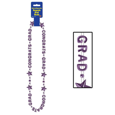 Beistle - Congrats Grad Beads-Of-Expression - Purple - 12 Pack - Image 1