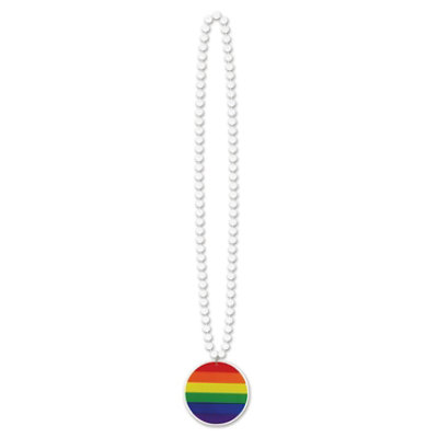 Beistle - Beads w/Printed Rainbow Medallion - 12 Pack - Image 1