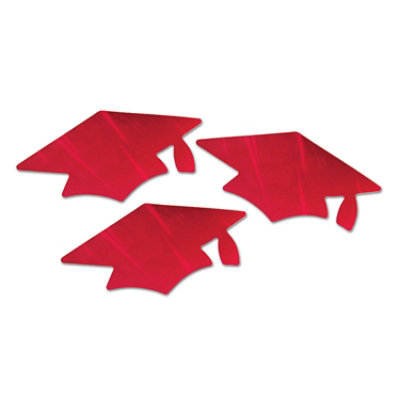 Beistle - Red Metallic Grad Cap Cutouts - 6 Pack 3 each - Image 1