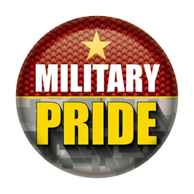 Beistle - Military Pride Button - Red - 6 Pack - Image 1