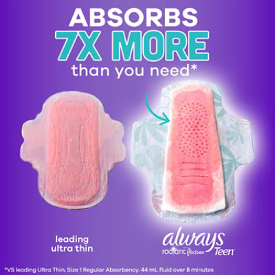 Always Radiant Teen Pads Size 3 Extra Heavy With Wings 20 Ct - 20 CT - Image 6