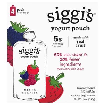 Siggi's Kids Low Fat Mix Berry Yog Pouches 4pk - 21.2 OZ - Image 3