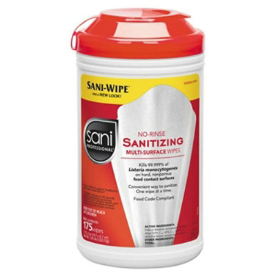 Sani Professional No-Rinse Sanitizing Multi-Surface Wipes, White - Image 1
