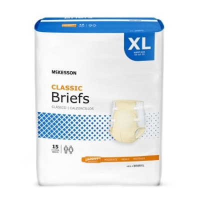 McKesson Classic Briefs, Adult, Unisex, Refastenable Tabs, Disposable, Light Absorbency, X-Large, 60 Count - Image 2